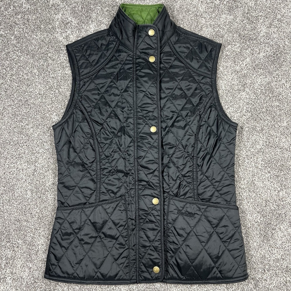 Barbour Summer Liddesdale Gilet Vest Womens 4 Black Diamond Quilted Insulated S